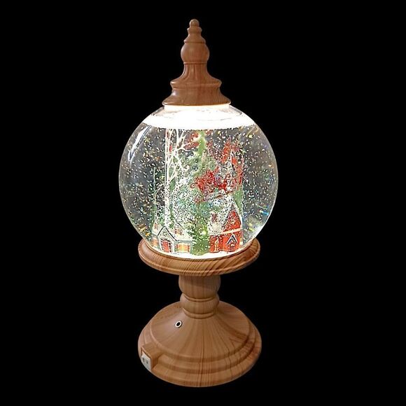 Christmas Snow Globe Lighted Swirling Glitter Santa Claus Reindeer Sleigh Ganz - Picture 8 of 16